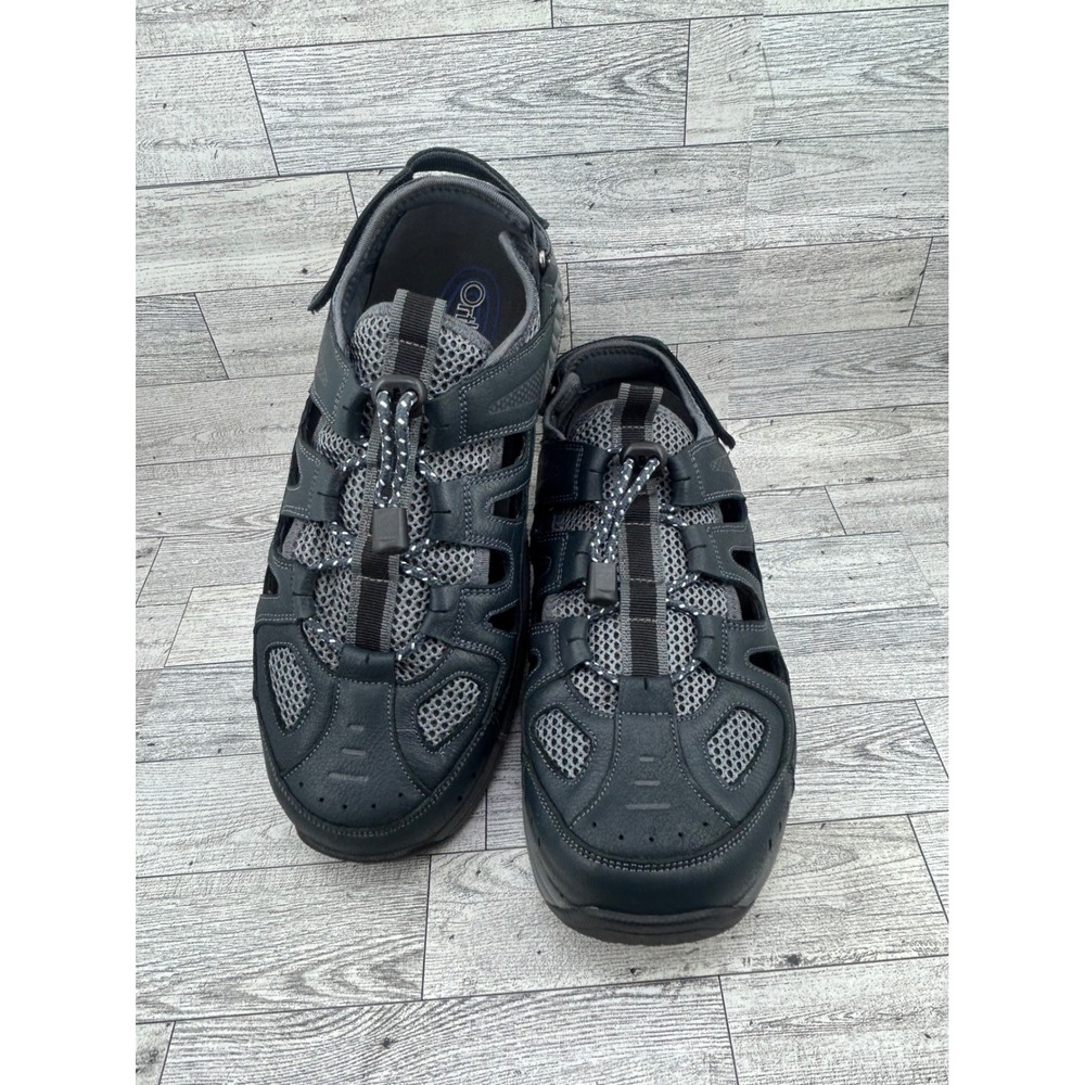 Orthofeet Clearwater 598 Men Black Leather Fisherman Sandals Sz 11 4E Extra Wide